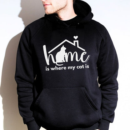 Hooded sweatshirt-Home is where my cat is