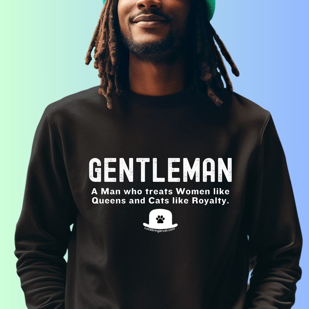 Funny Crewneck Sweatshirt for Cat Lover Men- Gentleman Shirt