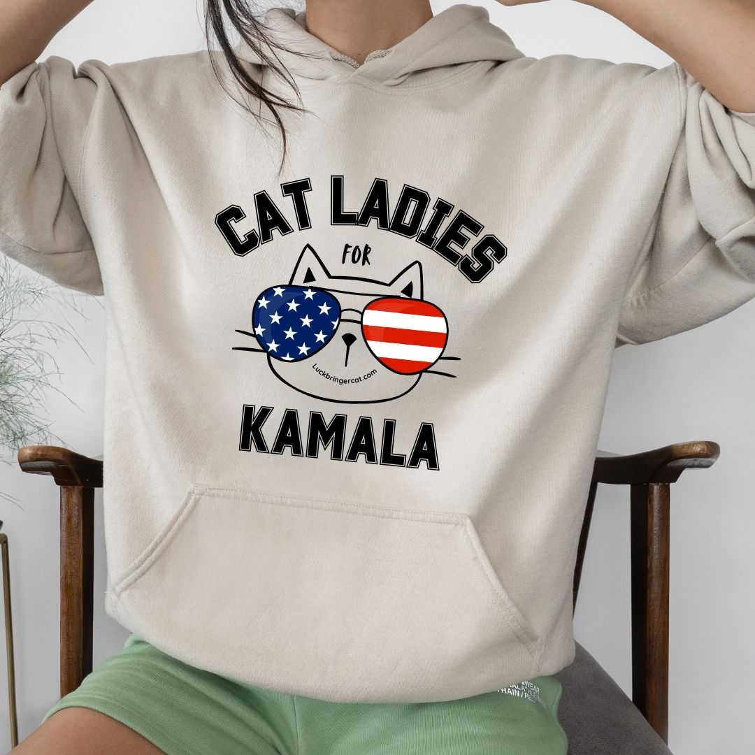 Cat Ladies For Kamala Harris hoodie- 2024 US President Election Shirt- Show off your love for cats and your favorite democratic presidential candidate with these adorable high quality election hoodies! 😻💖💙🐾Cat Mom Gift