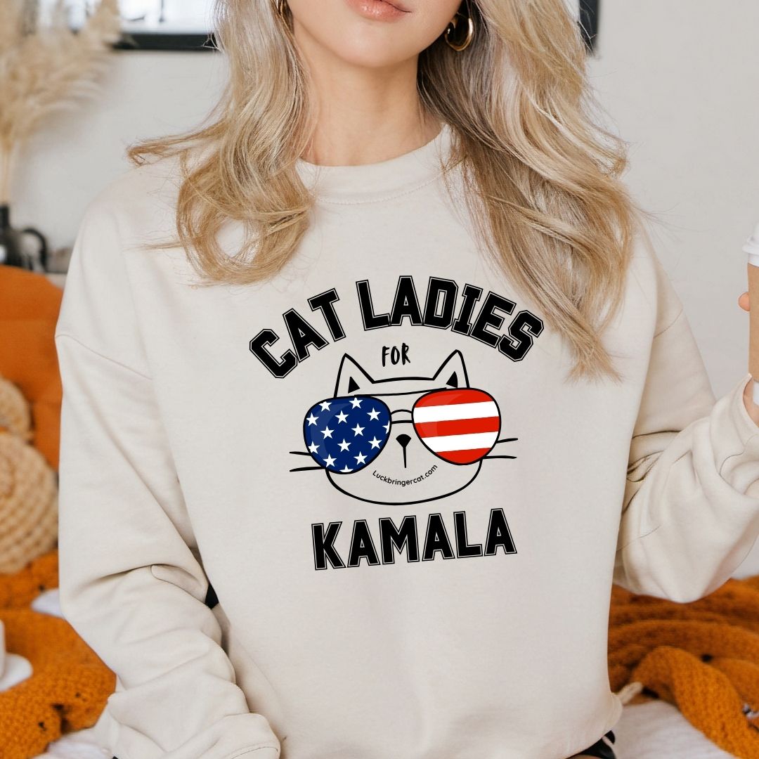 Cat Ladies For Kamala Harris Sweatshirt- 2024 US Presidential Election Shirt