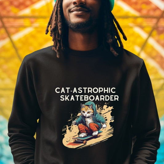 Sweatshirt for Cat Lover Skateboarders-Funny Skateboarding Unisex Sweater