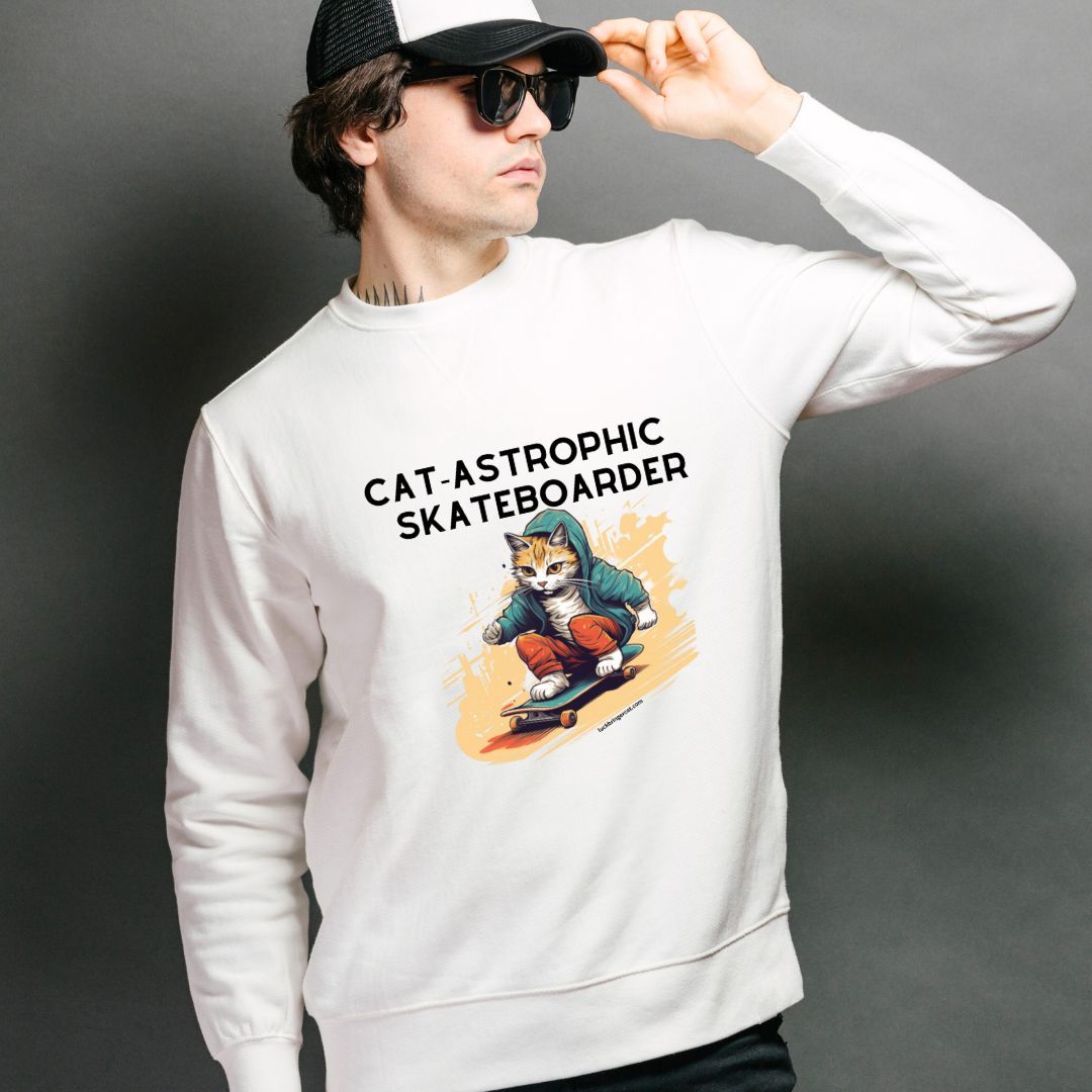 Sweatshirt for Cat Lover Skateboarders-Funny Skateboarding Unisex Sweater