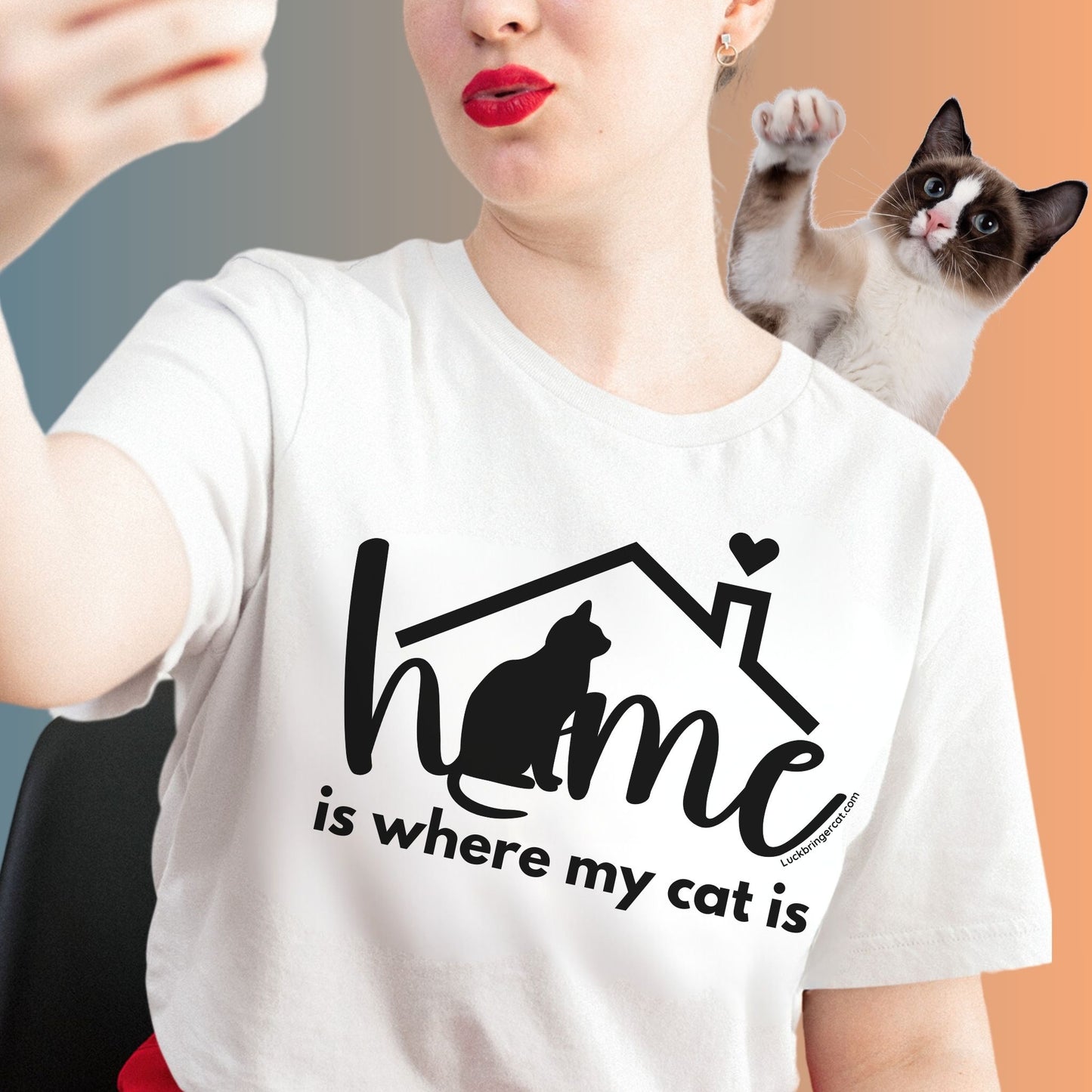 Cat Owners Tshirt- home is where my cat is- These premium quality cotton tshirts make perfect gifts for cat moms and cat dads. 😊🐈🎁👕