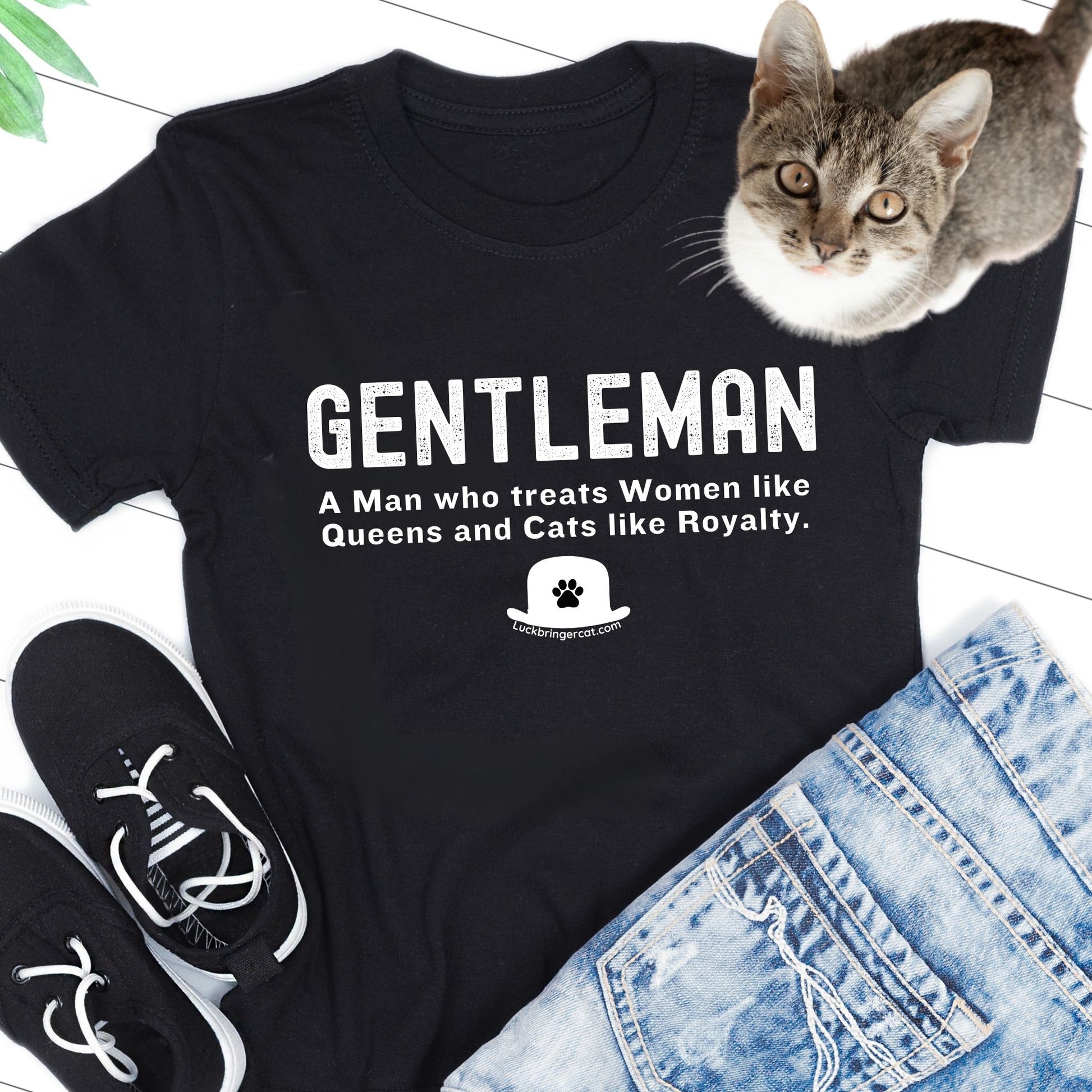 Funny Cat Lover Man Tshirt-Gentleman Shirt-Cat Dad Father's Day Gift 