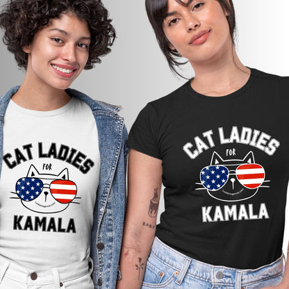 Cat Ladies For Kamala Harris T-Shirt-  2024 US President Election Shirt