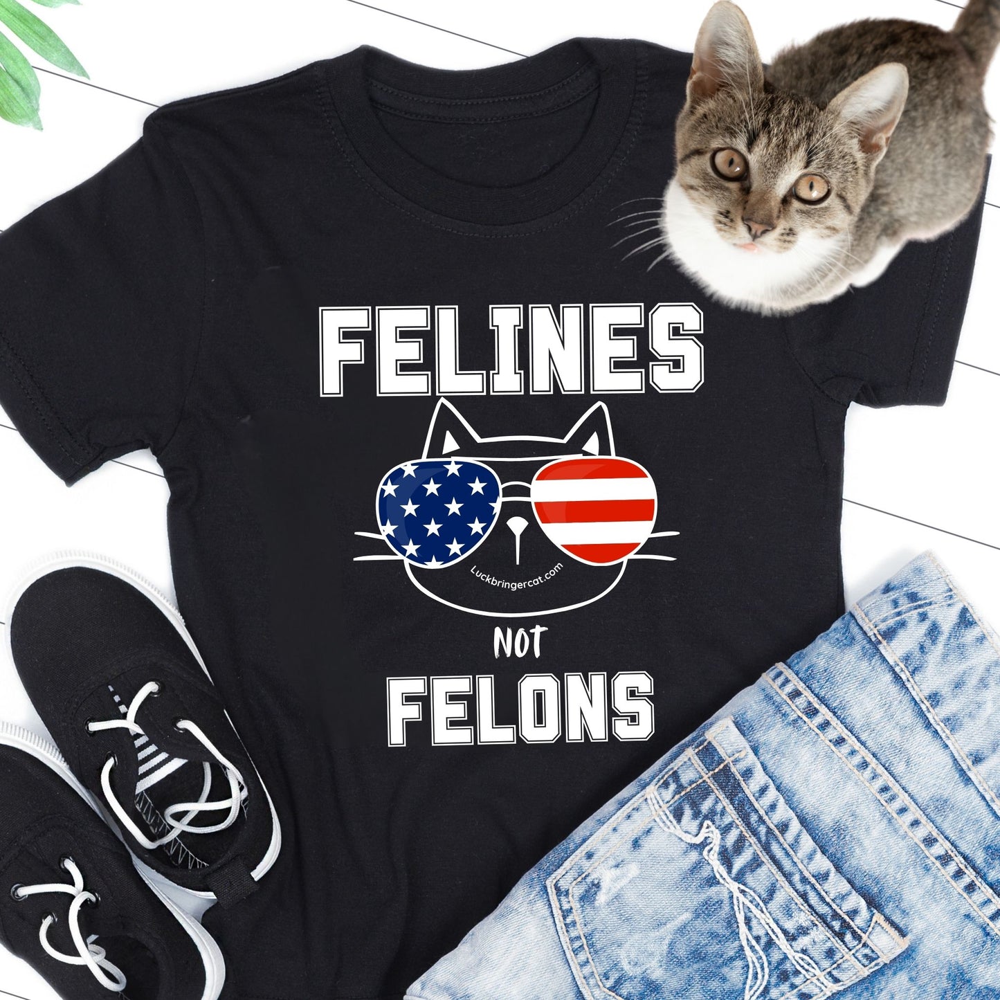 Felines Not Felons T-shirt-Kamala Harris 2024 US President Election Shirt-Show off your love for cats and your favorite democratic presidential candidate with these adorable election shirts! 😻💖💙🐾 Cat Lovers Shirt Gift