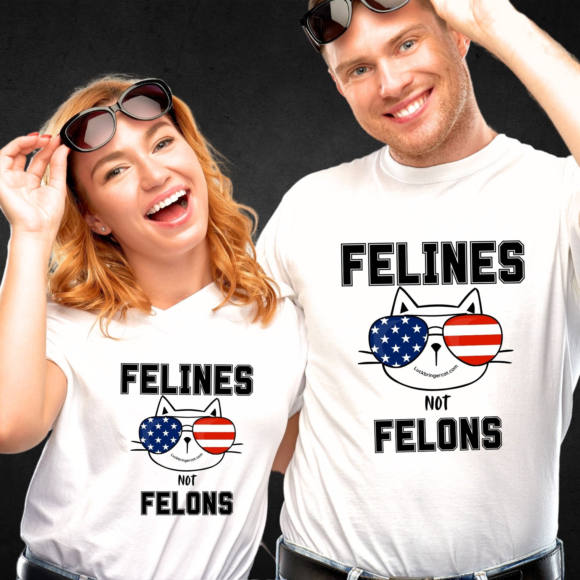 Felines Not Felons T-shirt-Kamala Harris 2024 US President Election Shirt-Show off your love for cats and your favorite democratic presidential candidate with these adorable election shirts! 😻💖💙🐾 Cat Lovers Shirt Gift