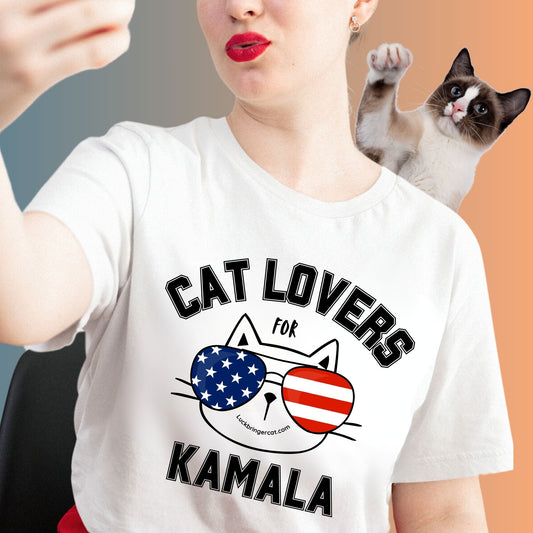 Cat Lovers For Kamala Harris 2024 US Presidential Election T-Shirt