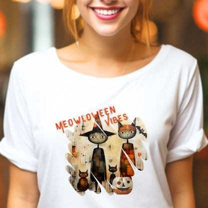 Cat Lovers Halloween T-shirt-Graphic-Meowloween Vibes Black Cat Witch Family- Cat Mom Cat Dad Halloween Tee - gift