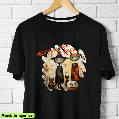 Cat Lovers Halloween T-shirt-Graphic-Meowloween Vibes Black Cat Witch Family- Cat Mom Cat Dad Halloween Tee - gift