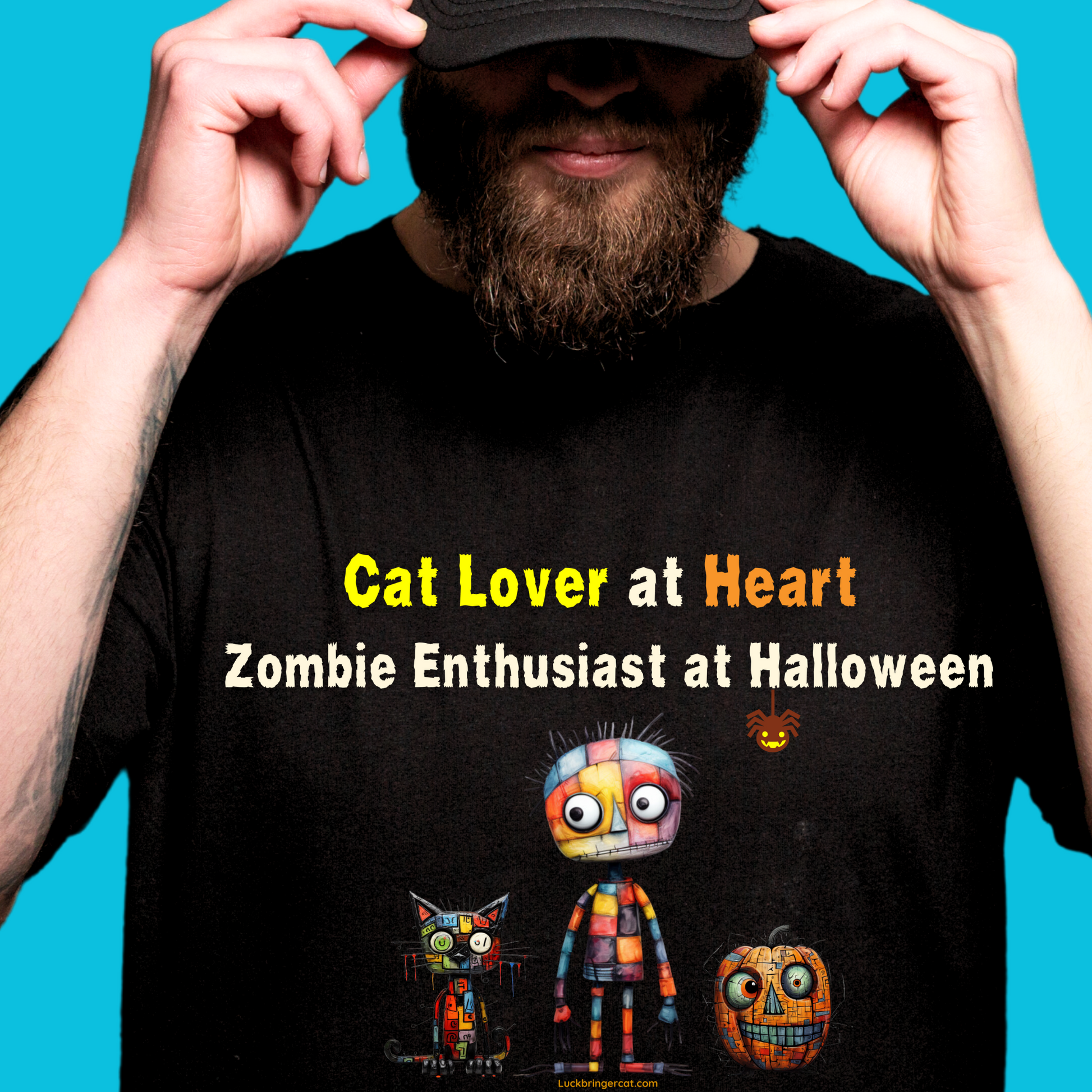 cute and funny halloween tshirt for cat lovers- halloween gift for cat dads or cat moms (mums) - cat lovers tee