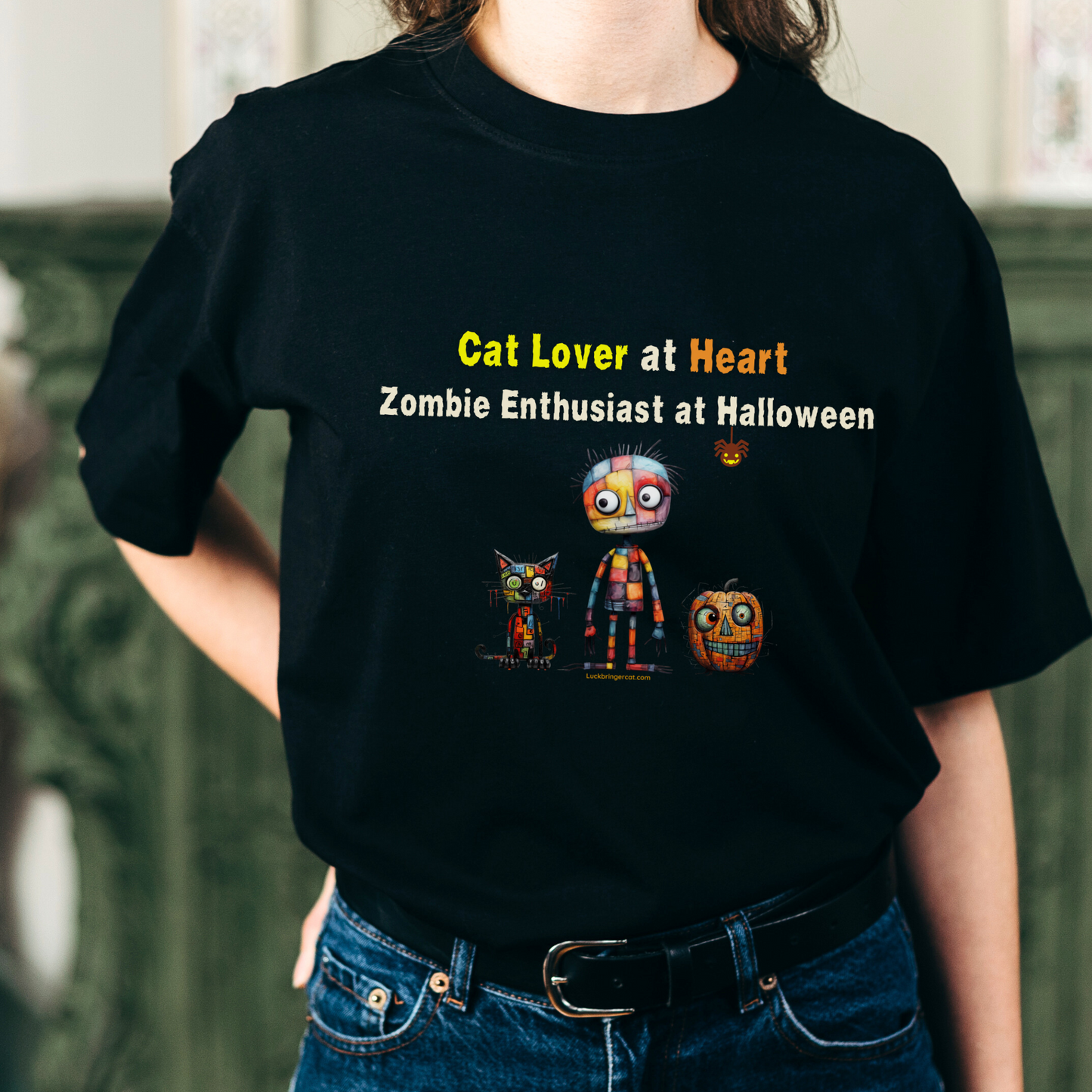 cute and funny halloween tshirt for cat lovers- halloween gift for cat dads or cat moms (mums) - cat lovers tee