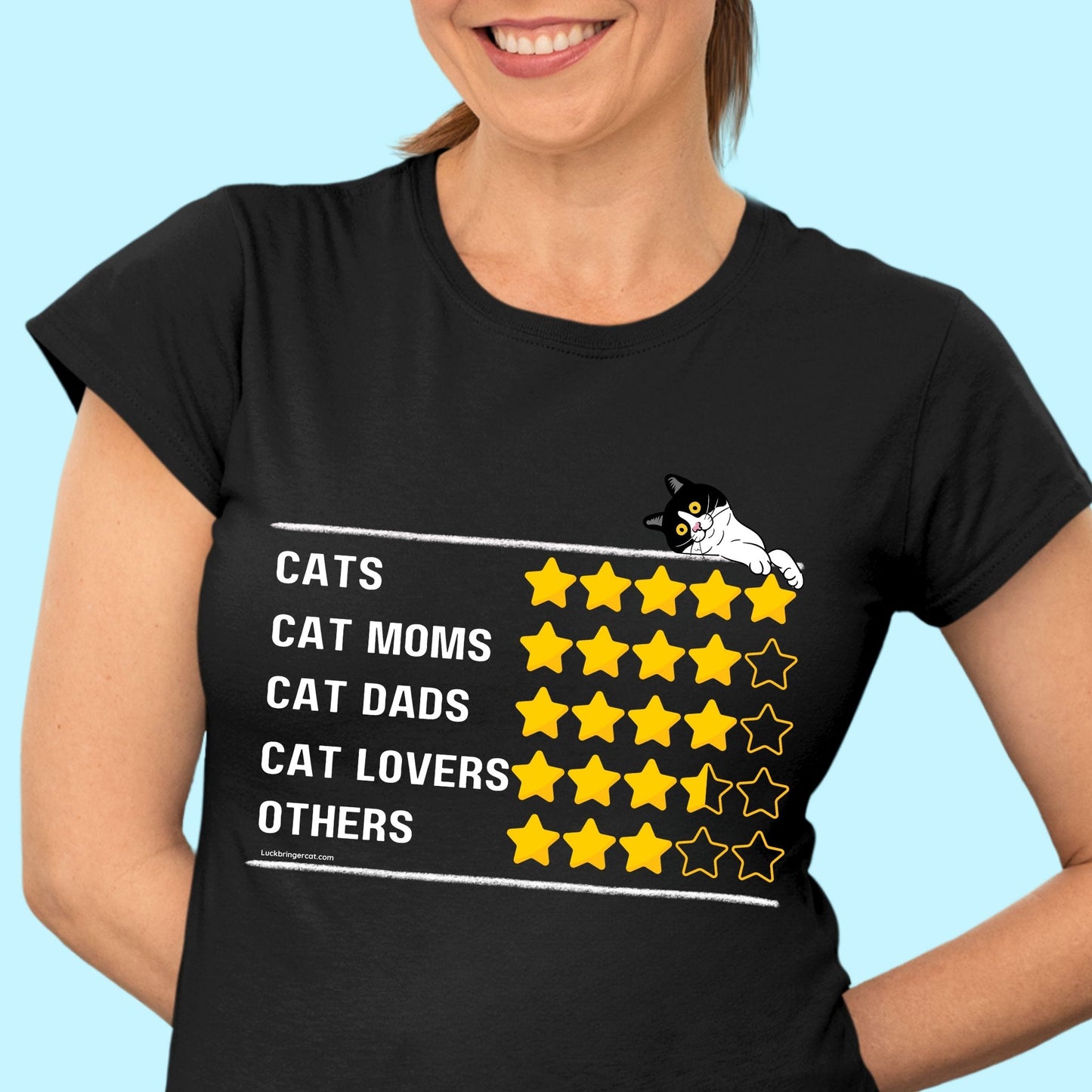 Funny Cat Mom Cat Dad Shirt- 5 Star Cat Crew Tshirt - Perfect gift for cat mothers cat fathers vets or cat lovers 