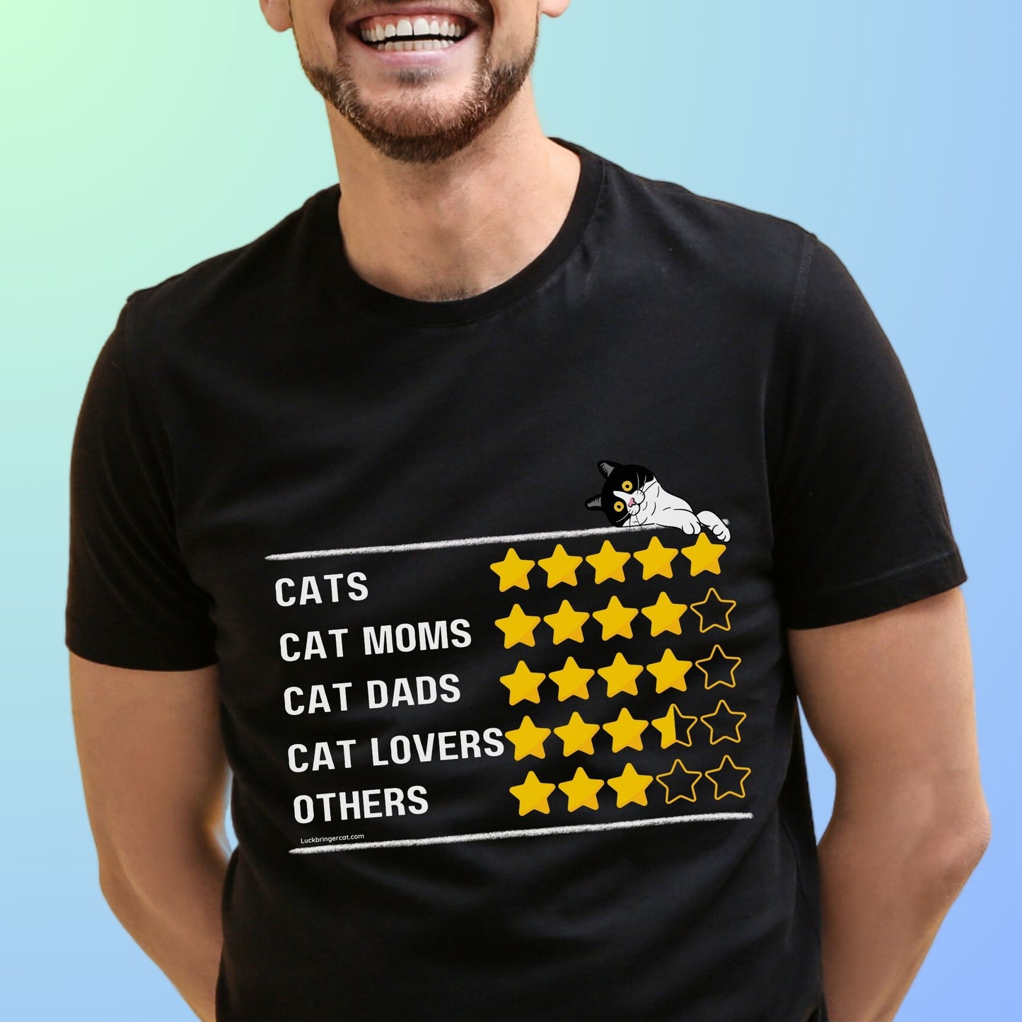 Funny Cat Mom Cat Dad Shirt- 5 Star Cat Crew Tshirt - Perfect gift for cat mothers cat fathers vets or cat lovers