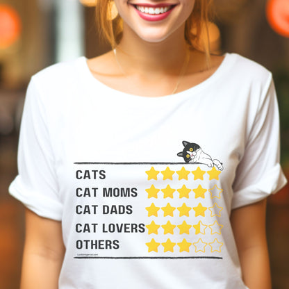 Funny Cat Mom Cat Dad Shirt- 5 Star Cat Crew Tshirt - Perfect gift for cat mothers cat fathers vets or cat lovers