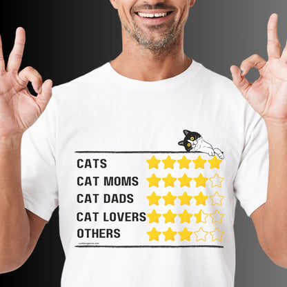 Funny Cat Mom Cat Dad Shirt- 5 Star Cat Crew Tshirt - Perfect gift for cat mothers cat fathers vets or cat lovers