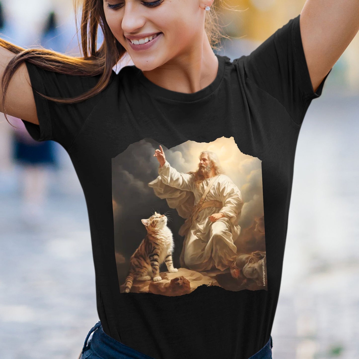 Indulge in the purr-fect fusion of art and feline finesse with our 'The Creation of Cat' design. Inspired by Michelangelo's iconic masterpiece, 'The Creation of Adam'. This shirt is a must-have for cat lovers who cherish both the beauty of art and the companionship of their feline friends!