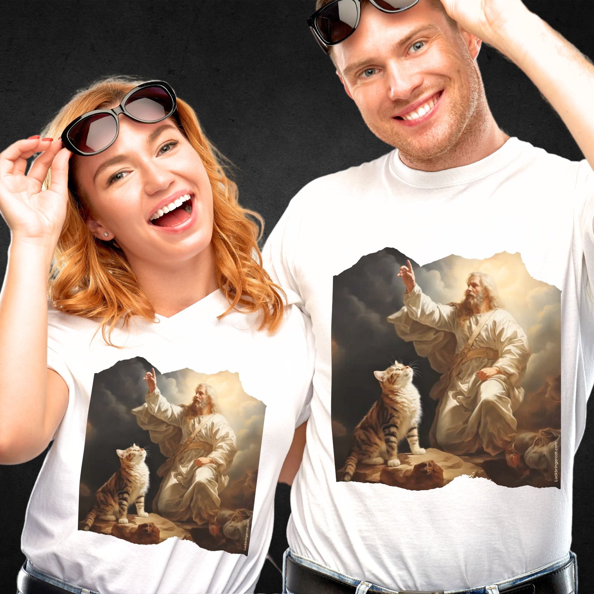 Indulge in the purr-fect fusion of art and feline finesse with our 'The Creation of Cat' design. Inspired by Michelangelo's iconic masterpiece, 'The Creation of Adam'. This shirt is a must-have for cat lovers who cherish both the beauty of art and the companionship of their feline friends! - artistic cat mom dad gift 