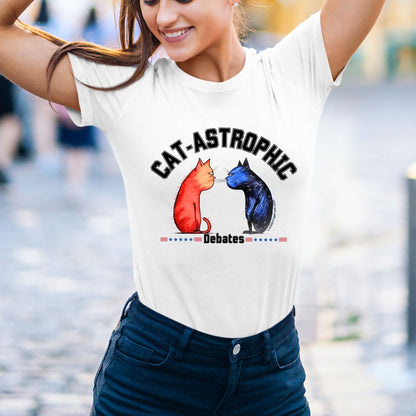 US Election 2024 Shirt-Funny Tshirt for USA Election for Men and Women- Cat lovers Voting Shirt- Catastrophic Debates Shirt for Him or Her- Funny Teachers Gift for US Election Season - Funny US College Shirt