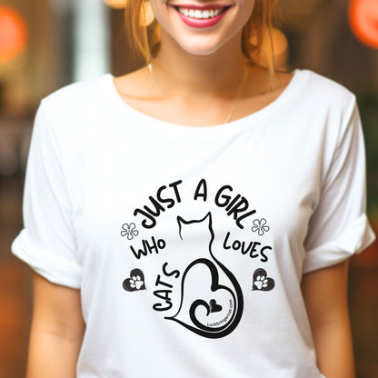 Shirt for cat lover Girls - Cat Mom Tshirt with text Just a Girl who loves cats