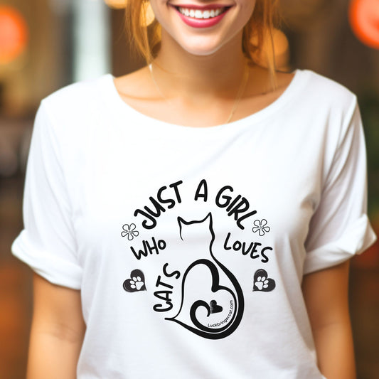 Shirt for cat lover Girls - Cat Mom Tshirt with text Just a Girl who loves cats