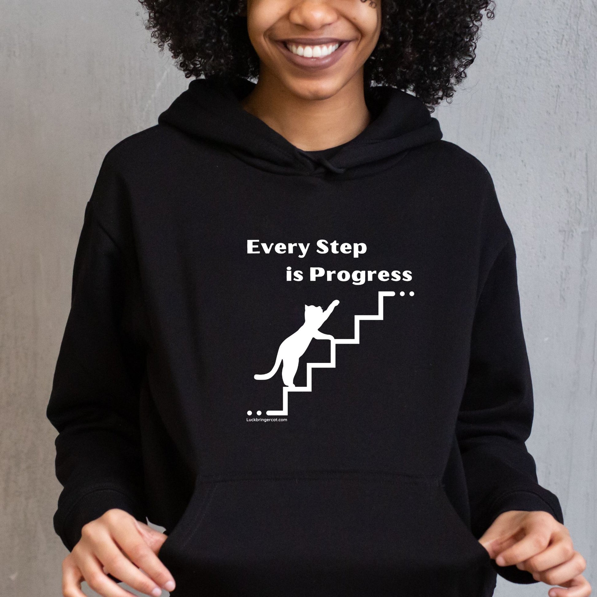 Motivational Hooded Sweatshirt - Every Step is Progress Inspirational Shirt - Hoodie for Men and Women for encouragement 