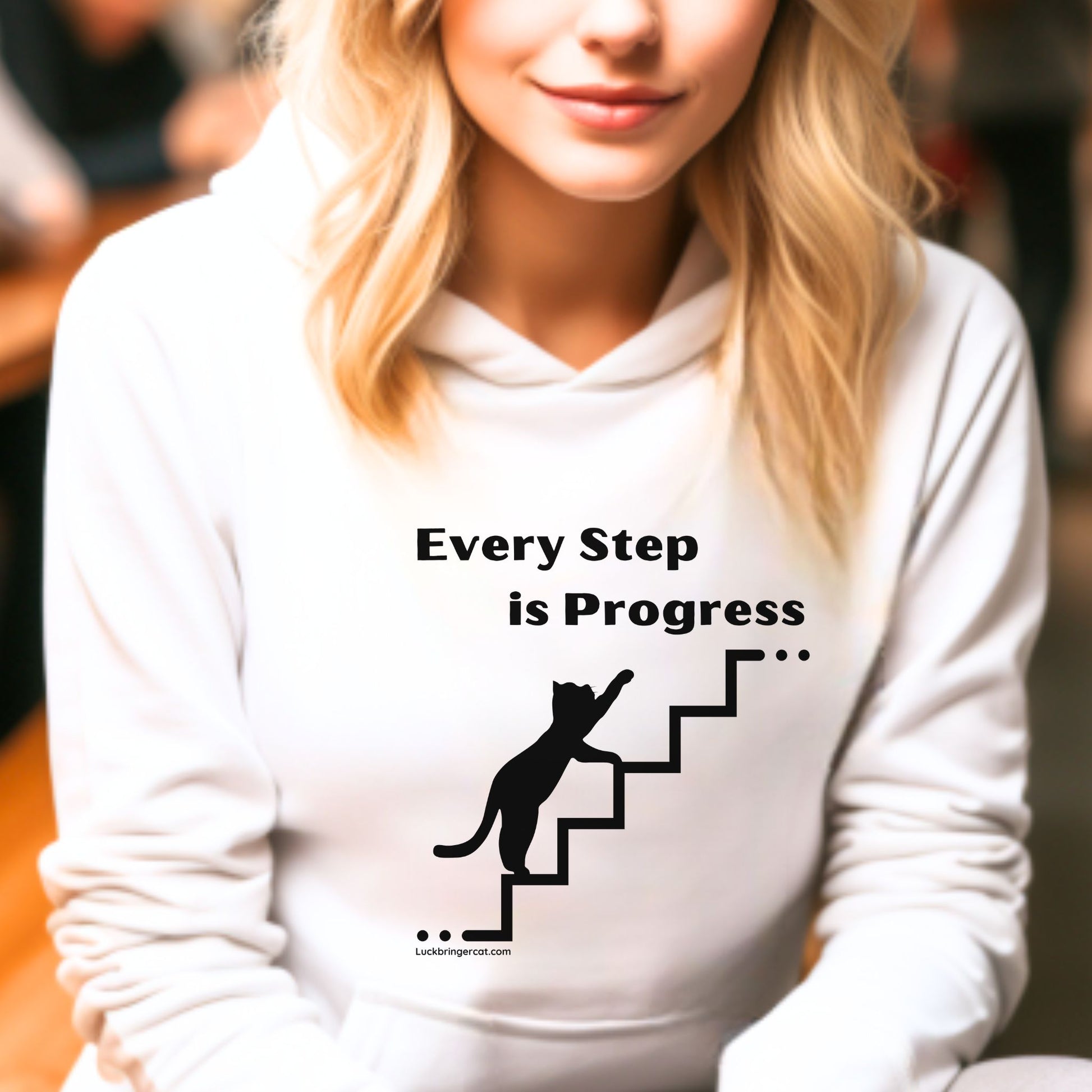 Motivational Hooded Sweatshirt - Every Step is Progress Inspirational Shirt - Hoodie for Men and Women for encouragement 