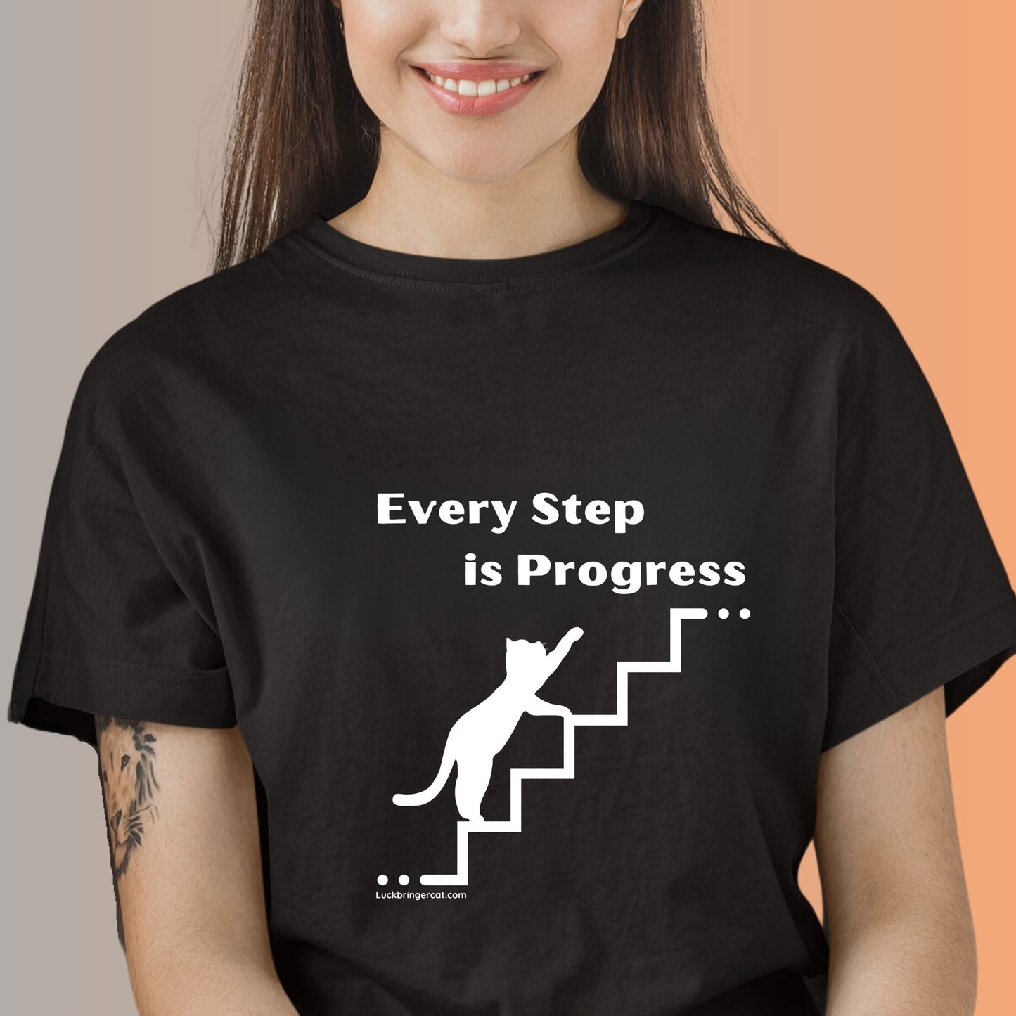 motivational inspirational tshirt gift for encouragement to keep going - Men Women cotton tee - gift for cat lovers