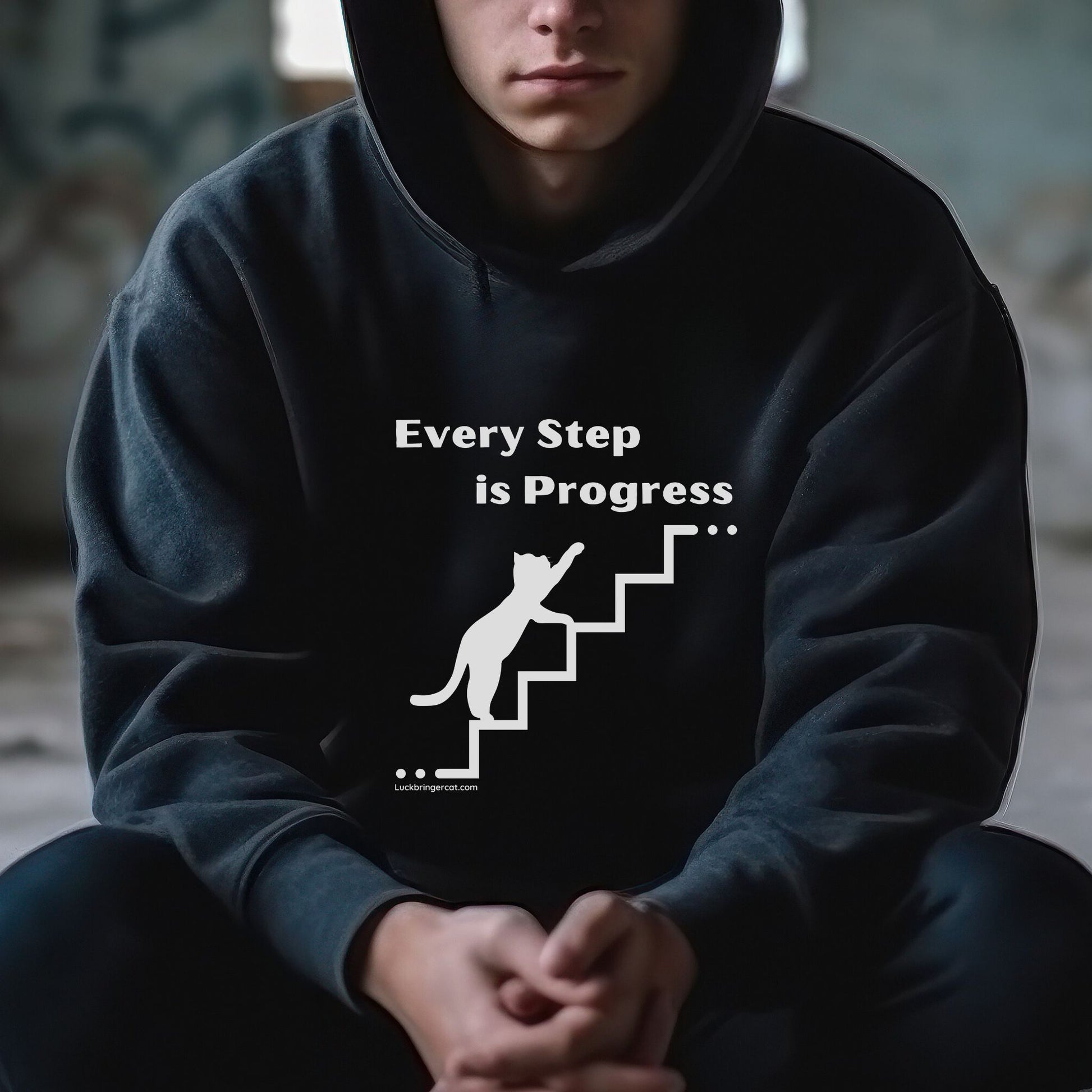 Motivational Hooded Sweatshirt - Every Step is Progress Inspirational Shirt - Hoodie for Men and Women for encouragement 