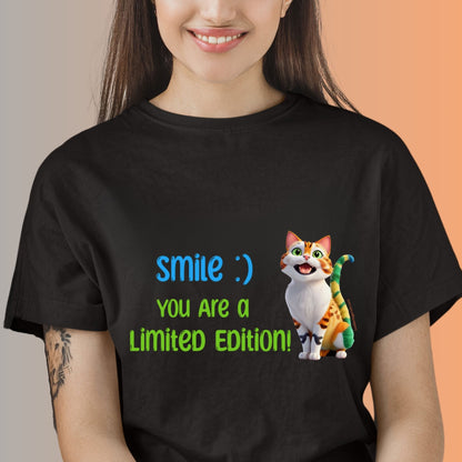 Funny Inspirational Cat Lovers Tshirt - Smile you are a limited edition tee for cat moms or cat dads