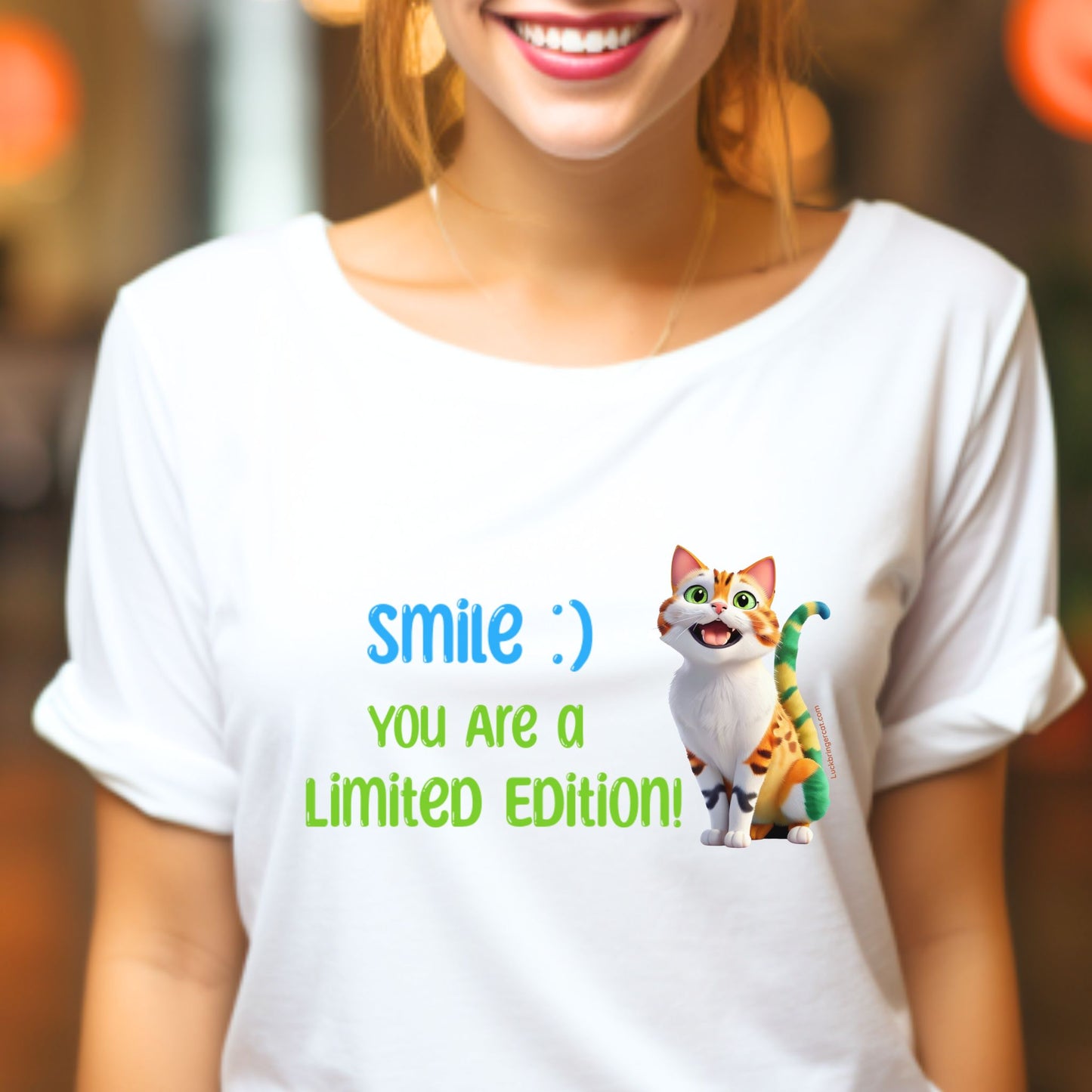 Funny Inspirational Cat Lovers Tshirt - Smile you are a limited edition tee for cat moms or cat dads