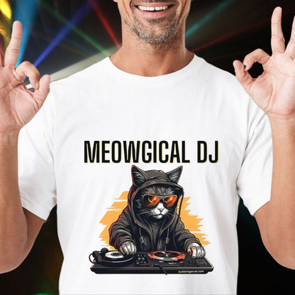 Funny Shirt for DJs- cat and music lovers tshirt- women and men gift - soft high-quality tee 