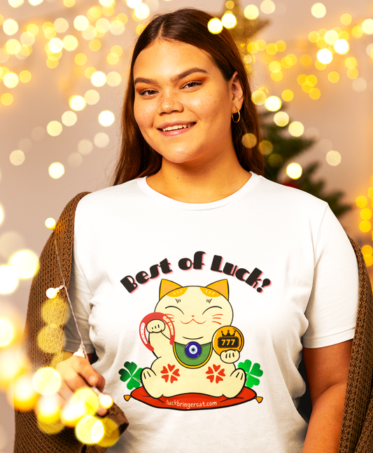 Premium Cotton  T-shirt - Lucky Maneki Neko Cat