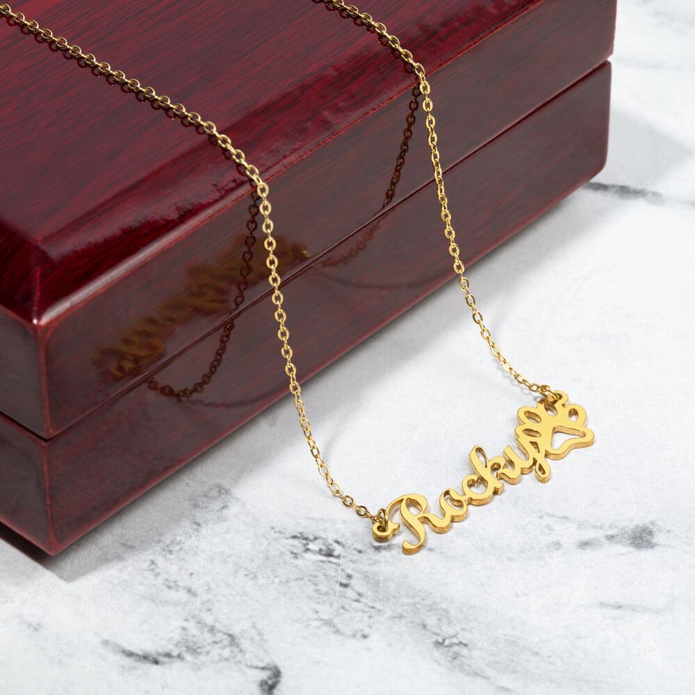 Custom Pet Name Necklace - Personalized Jewelry for Cat Moms or Dog Moms