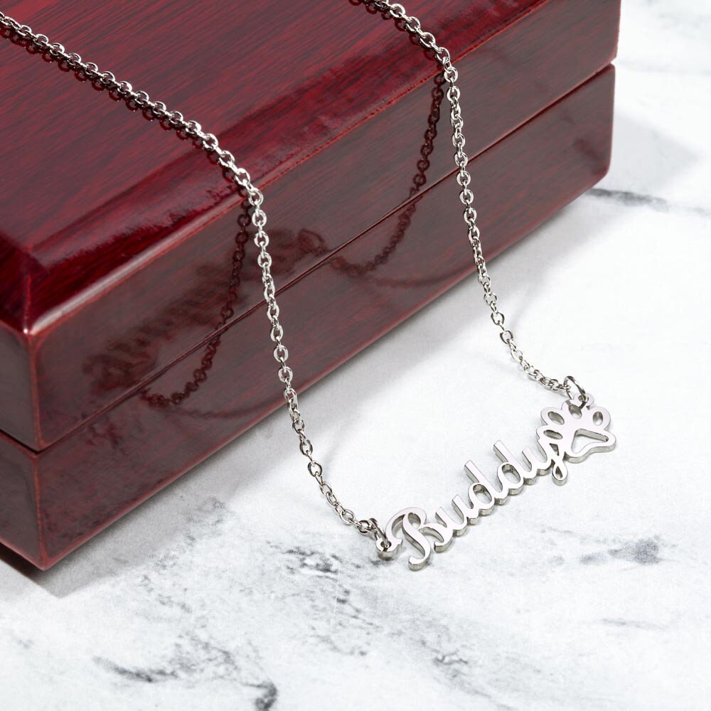 Custom Pet Name Necklace - Personalized Jewelry for Cat Moms or Dog Moms