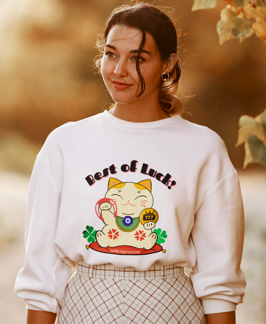 Sweatshirt mit Rundhalsausschnitt – Lucky Maneki Neko Cat